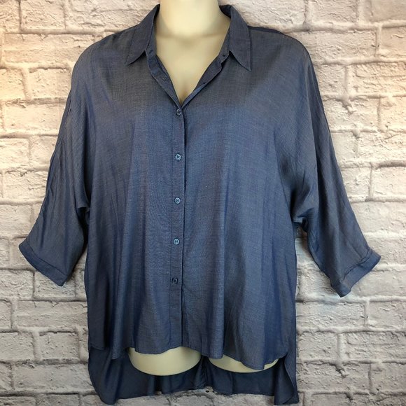 Catherine Malandrino Tops - Catherine Malandrino Hi-Lo Button-Down Top, 2X.